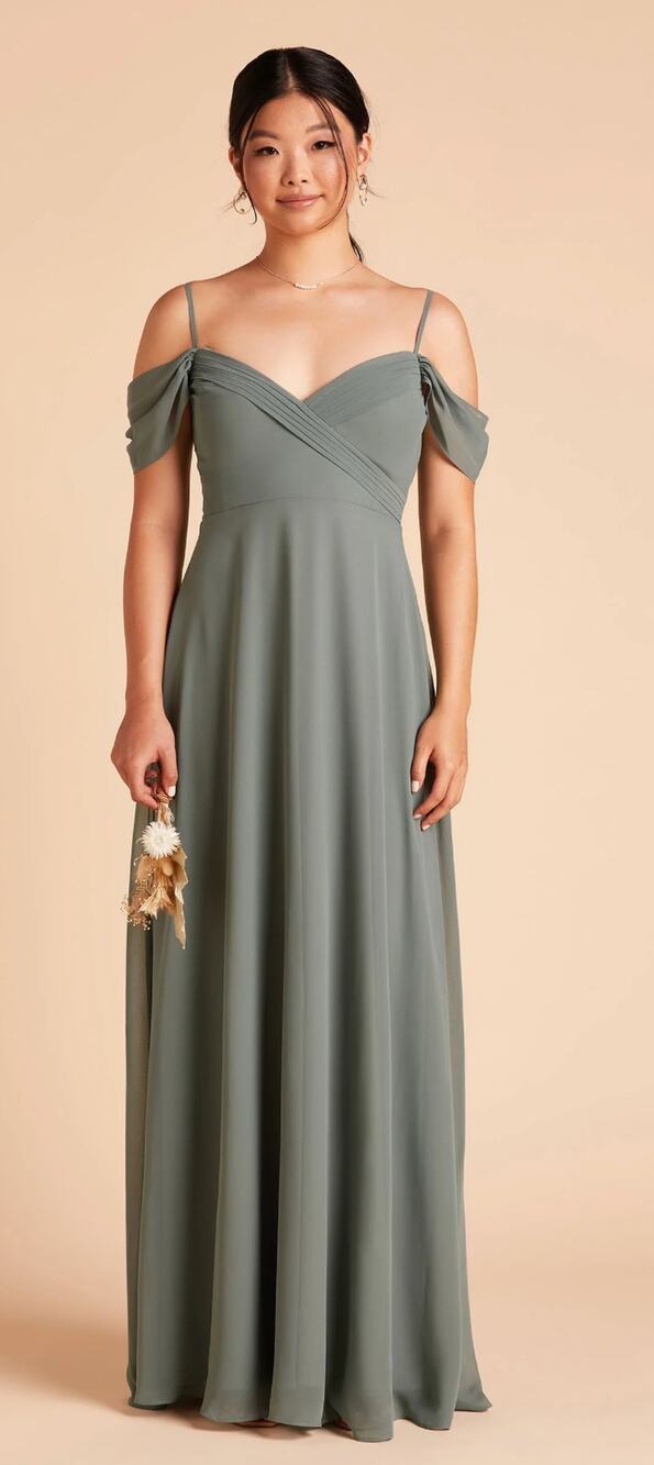 Birdy Grey Spence Convertible Dress Chiffon Womens Large Sea Glass New Formal